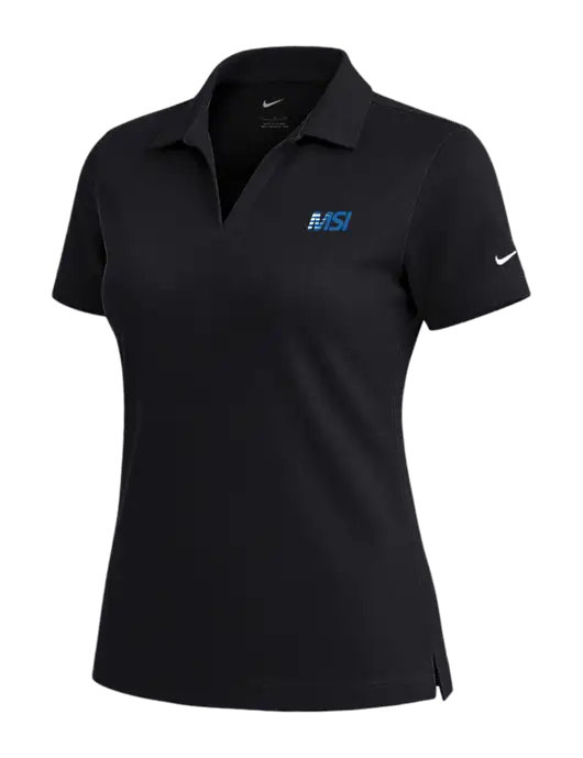 NIKE Black Womens Dri-Fit Micro Pique Polo w/MSI Icon logo