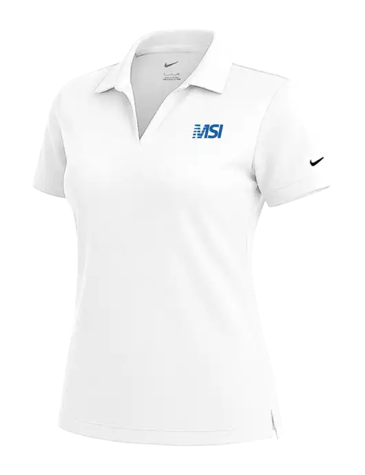 NIKE White Womens Dri-Fit Micro Pique Polo w/MSI Icon logo