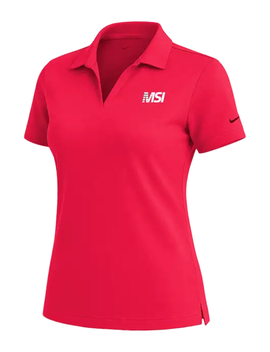 NIKE Red Womens Dri-Fit Micro Pique Polo w/MSI Icon logo