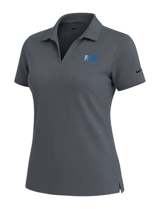 NIKE Dark Grey Womens Dri-Fit Micro Pique Polo w/MSI Icon logo