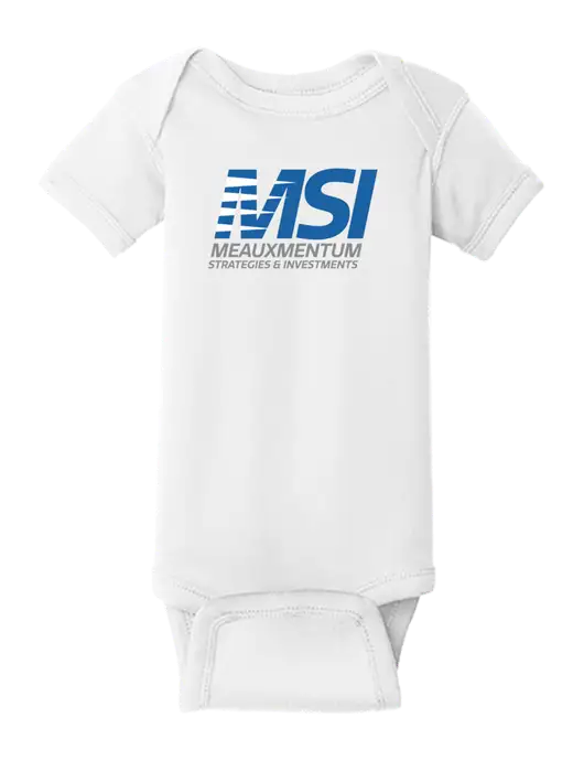 Rabbit Skins White Infant Short Sleeve Baby Rib Bodysuit w/Meauxmentum Logo