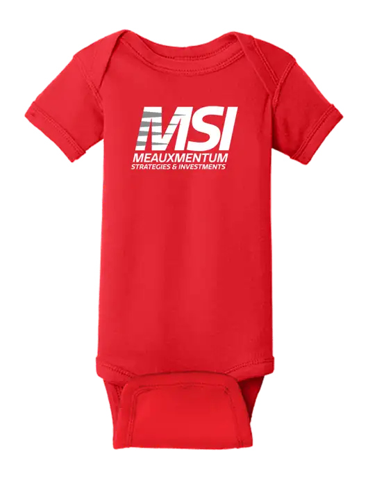 Rabbit Skins Red Infant Short Sleeve Baby Rib Bodysuit w/Meauxmentum Logo