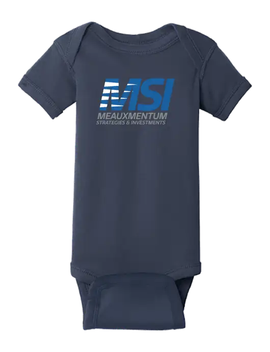 Rabbit Skins Navy Infant Short Sleeve Baby Rib Bodysuit w/Meauxmentum Logo