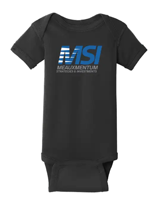 Rabbit Skins Black Infant Short Sleeve Baby Rib Bodysuit w/Meauxmentum Logo