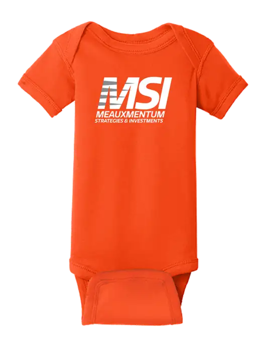 Rabbit Skins Orange Infant Short Sleeve Baby Rib Bodysuit w/Meauxmentum Logo