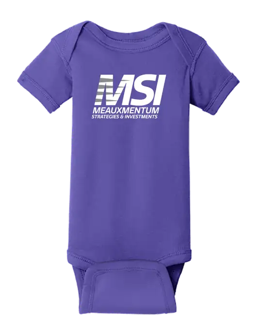 Rabbit Skins Purple Infant Short Sleeve Baby Rib Bodysuit w/Meauxmentum Logo