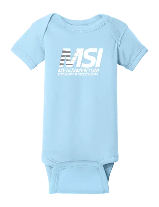 Rabbit Skins Light Blue Infant Short Sleeve Baby Rib Bodysuit w/Meauxmentum Logo