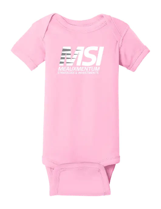 Rabbit Skins Pink Infant Short Sleeve Baby Rib Bodysuit w/Meauxmentum Logo