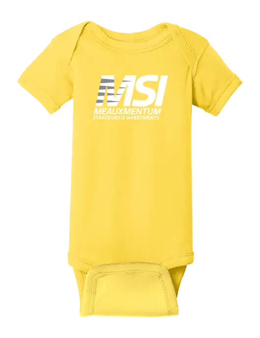 Rabbit Skins Yellow Infant Short Sleeve Baby Rib Bodysuit w/Meauxmentum Logo