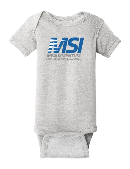 Rabbit Skins Light Grey Heather Infant Short Sleeve Baby Rib Bodysuit w/Meauxmentum Logo