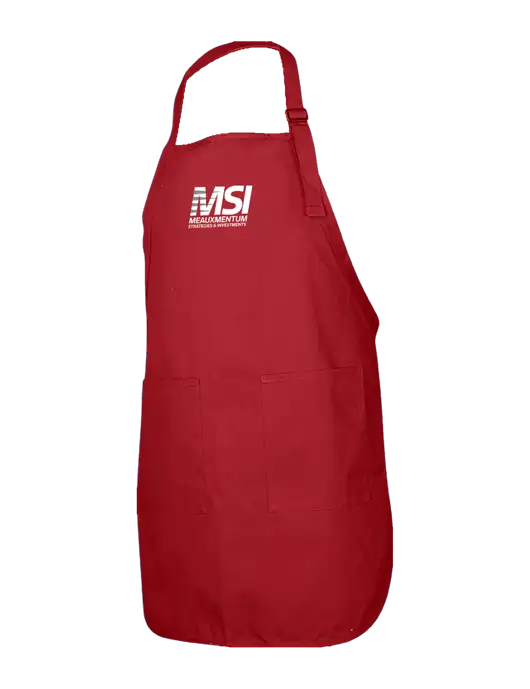 Full-Length Red Apron With Pockets w/Meauxmentum Logo