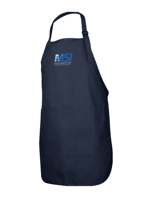 Full-Length Navy Apron With Pockets w/Meauxmentum Logo