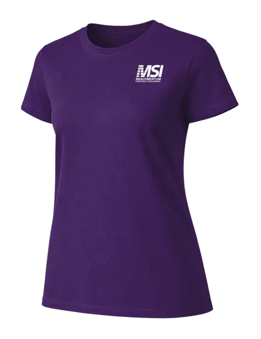 Womens Ring Spun Purple 4.5 oz T-Shirt w/Meauxmentum Logo