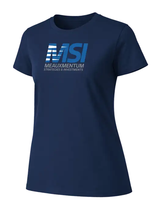 Womens Ring Spun Navy 4.5 oz T-Shirt w/Meauxmentum Logo