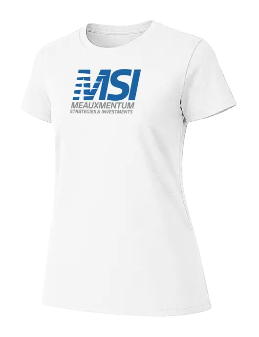 Womens Ring Spun White 4.5 oz T-Shirt w/Meauxmentum Logo