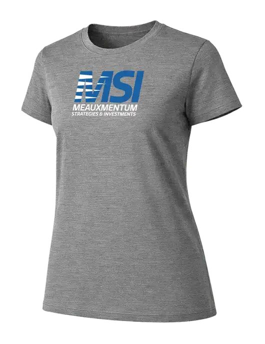Womens Ring Spun Light Grey Heather 4.5 oz T-Shirt w/Meauxmentum Logo