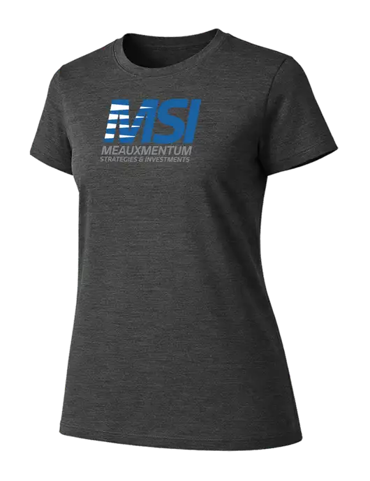 Womens Ring Spun Dark Heather Grey 4.5 oz T-Shirt w/Meauxmentum Logo