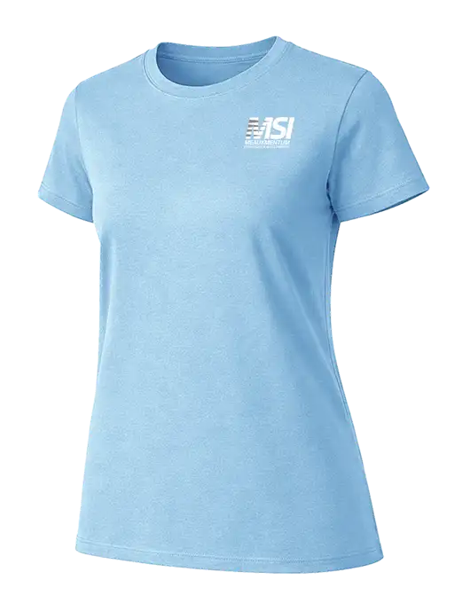 Womens Ring Spun Light Blue 4.5 oz T-Shirt w/Meauxmentum Logo