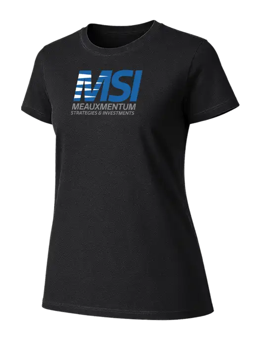 Womens Ring Spun Jet Black 4.5 oz T-Shirt w/Meauxmentum Logo