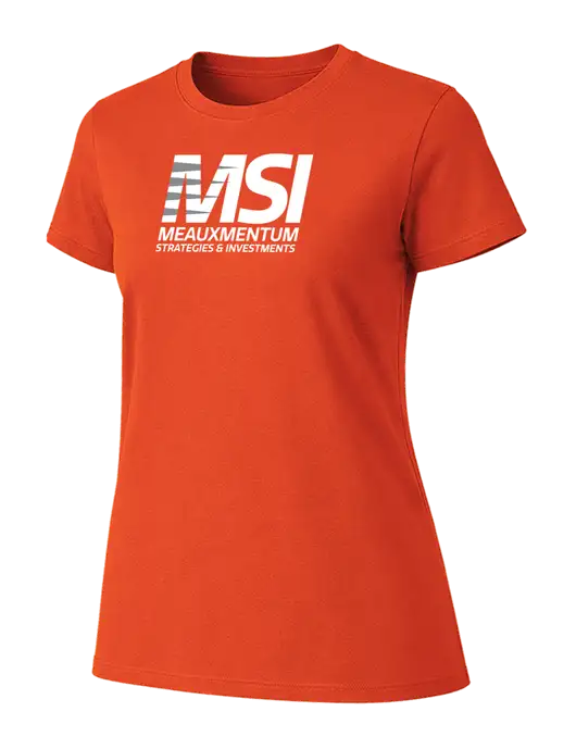 Womens Ring Spun Orange 4.5 oz T-Shirt w/Meauxmentum Logo