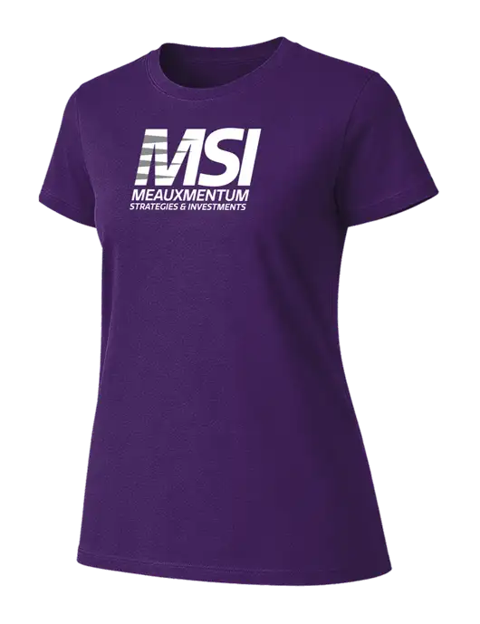 Womens Ring Spun Purple 4.5 oz T-Shirt w/Meauxmentum Logo