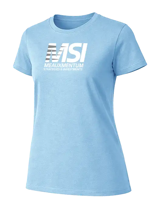 Womens Ring Spun Light Blue 4.5 oz T-Shirt w/Meauxmentum Logo