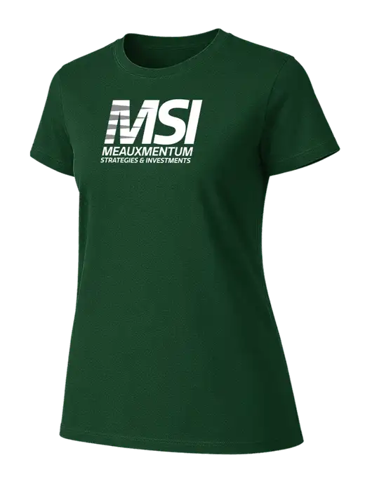 Womens Ring Spun Forest Green 4.5 oz T-Shirt w/Meauxmentum Logo