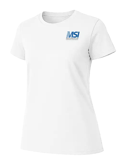 Womens Ring Spun White 4.5 oz T-Shirt w/Meauxmentum Logo