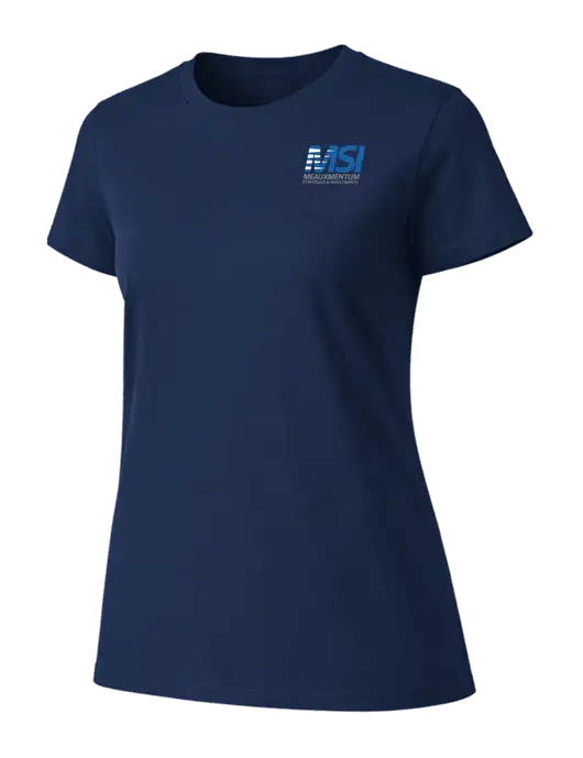 Womens Ring Spun Navy 4.5 oz T-Shirt w/Meauxmentum Logo