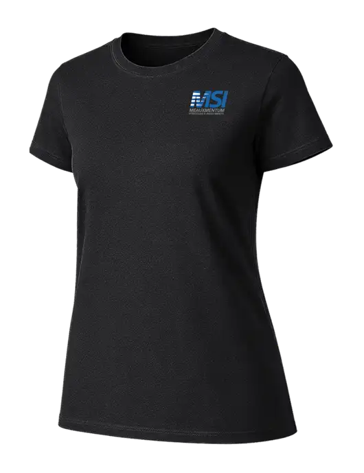 Womens Ring Spun Jet Black 4.5 oz T-Shirt w/Meauxmentum Logo