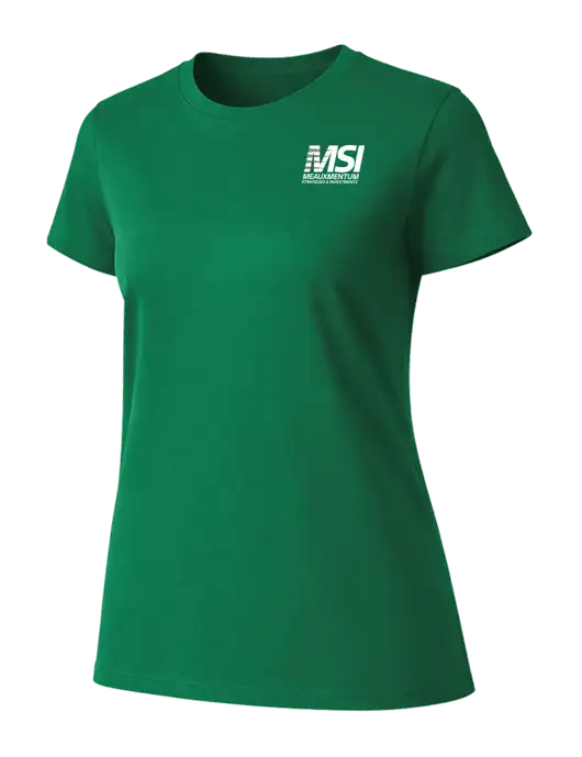 Womens Ring Spun Kelly Green 4.5 oz T-Shirt w/Meauxmentum Logo