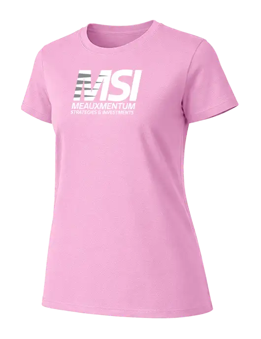 Womens Ring Spun Candy Pink 4.5 oz T-Shirt w/Meauxmentum Logo