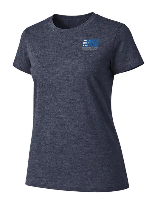 Womens Ring Spun Heather Navy 4.5 oz T-Shirt w/Meauxmentum Logo