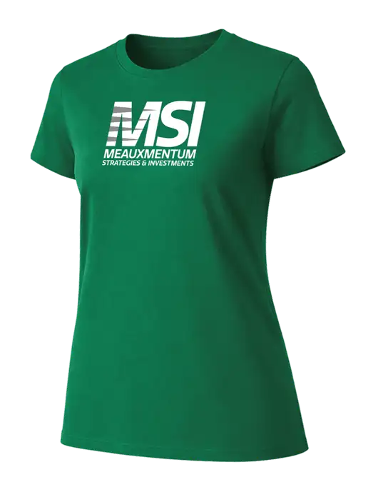 Womens Ring Spun Kelly Green 4.5 oz T-Shirt w/Meauxmentum Logo