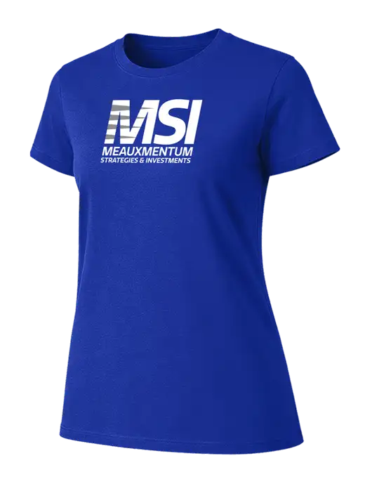 Womens Ring Spun Royal 4.5 oz T-Shirt w/Meauxmentum Logo