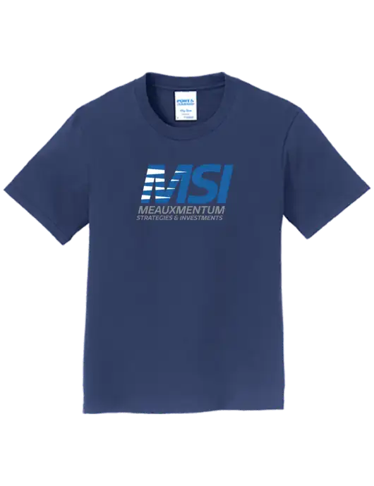 Youth Ring Spun Navy 4.5 oz T-Shirt w/Meauxmentum Logo