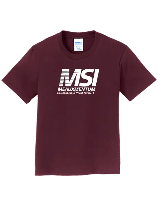 Youth Ring Spun Maroon 4.5 oz T-Shirt w/Meauxmentum Logo