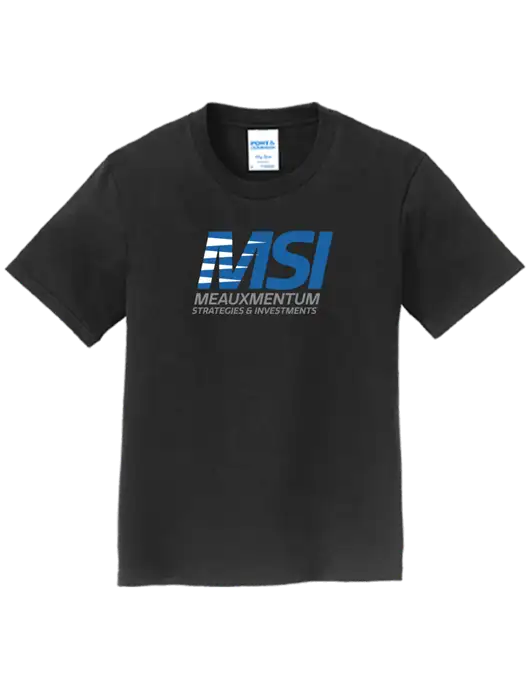 Youth Ring Spun Jet Black 4.5 oz T-Shirt w/Meauxmentum Logo