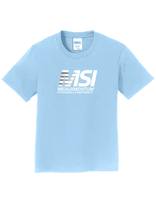 Youth Ring Spun Light Blue 4.5 oz T-Shirt w/Meauxmentum Logo
