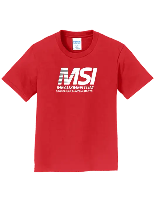 Youth Ring Spun Bright Red 4.5 oz T-Shirt w/Meauxmentum Logo
