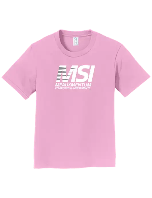 Youth Ring Spun Candy Pink 4.5 oz T-Shirt w/Meauxmentum Logo