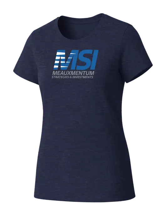 Womens Seriously Soft Heathered Navy T-Shirt w/Meauxmentum Logo