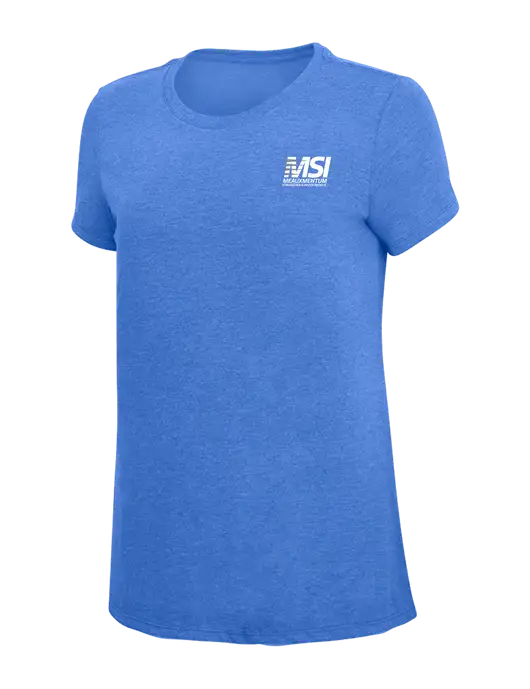 Womens Simply Soft Royal Frost 4.5oz  Poly/Combed Ring Spun Cotton T-Shirt w/Meauxmentum Logo
