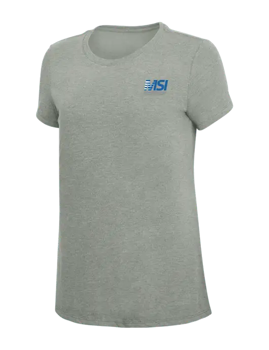 Womens Simply Soft Grey Frost 4.5oz  Poly/Combed Ring Spun Cotton T-Shirt w/Meauxmentum Logo