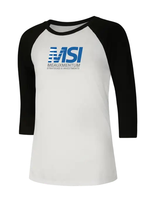 Womens Simply Soft 3/4 Sleeve Black/White Ring Spun Cotton T-Shirt w/Meauxmentum Logo