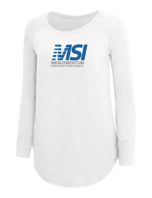 Womens Perfect Wide Collar Tunic Tri-Blend White 4.5 oz T-Shirt w/Meauxmentum Logo