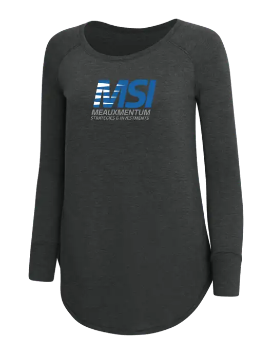 Womens Perfect Wide Collar Tunic Tri-Blend Black Frost 4.5 oz T-Shirt w/Meauxmentum Logo