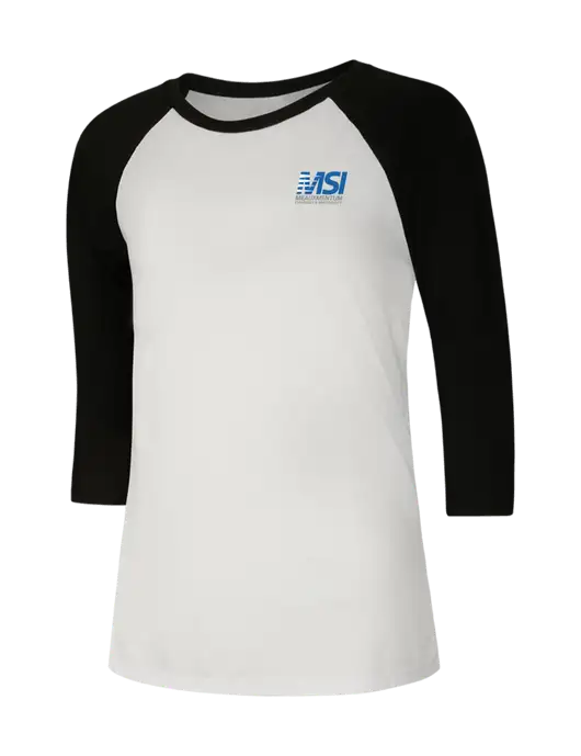 Womens Simply Soft 3/4 Sleeve Black/White Ring Spun Cotton T-Shirt w/Meauxmentum Logo