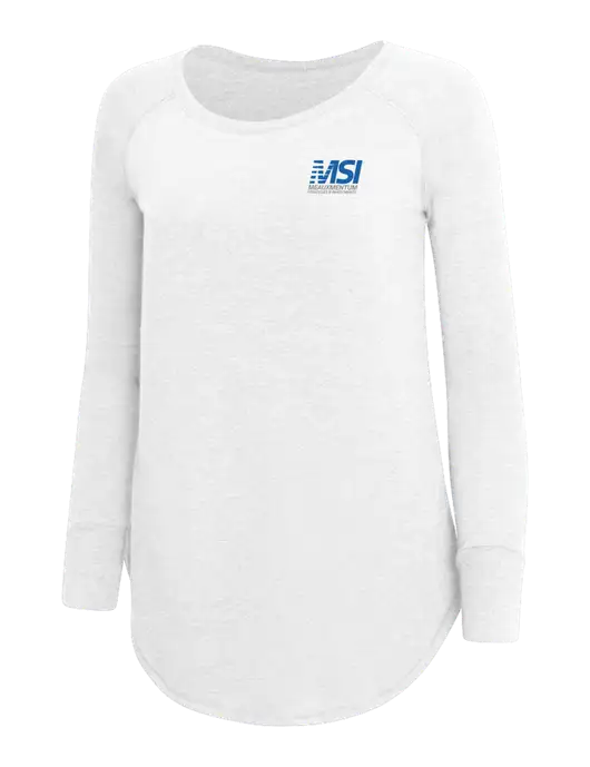 Womens Perfect Wide Collar Tunic Tri-Blend White 4.5 oz T-Shirt w/Meauxmentum Logo