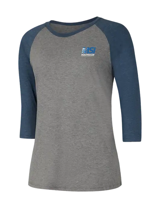 Womens Simply Soft 3/4 Sleeve Navy Frost/Grey Frost Ring Spun Cotton T-Shirt w/Meauxmentum Logo